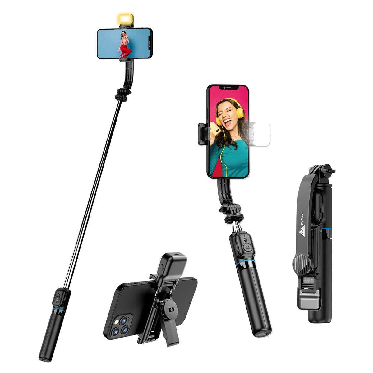 WeCool S4 Selfie Stick with Light in Shades, Colours Tones wit