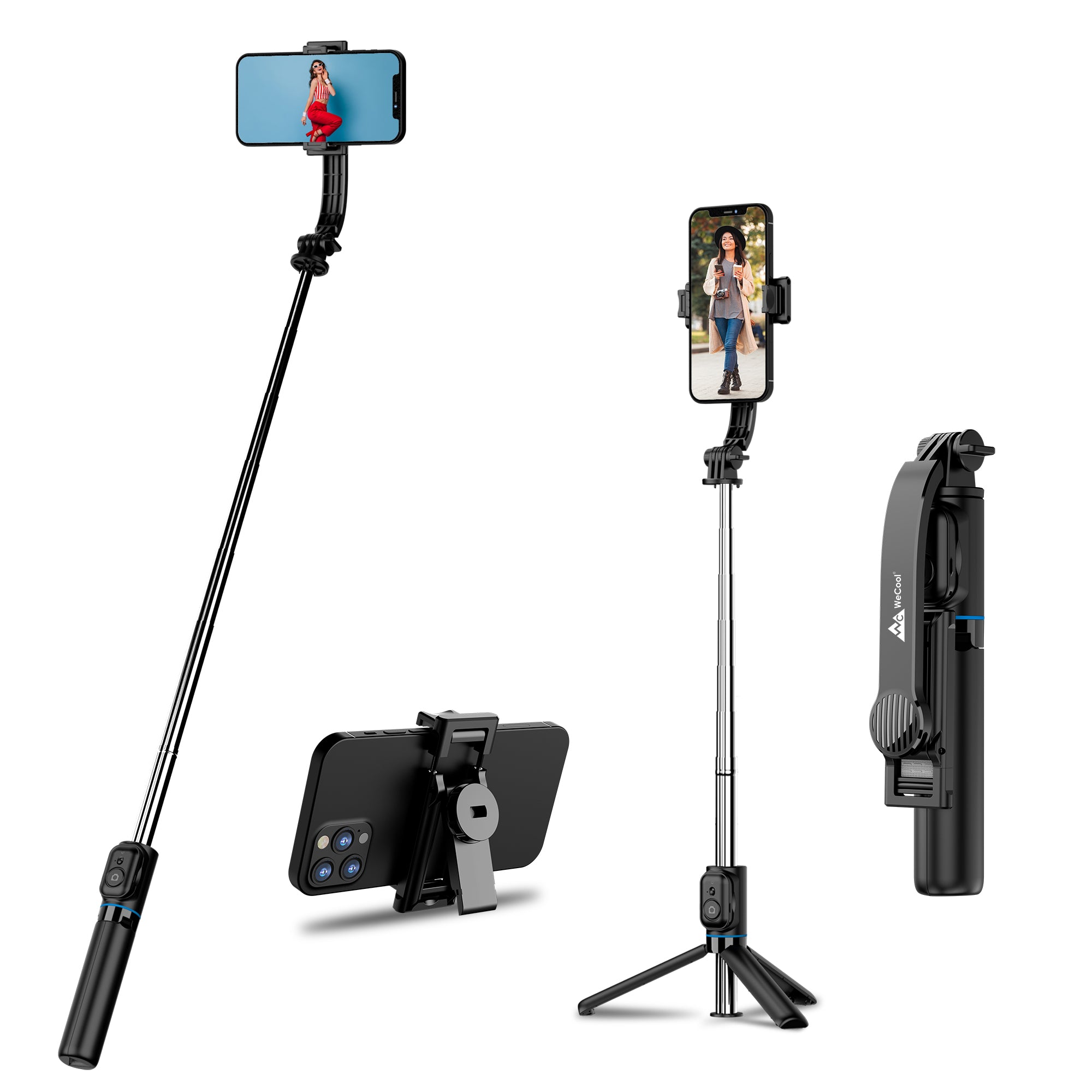 WeCool S2 Selfie Stick Tripod, 6sec Telescopic Pole with 42in/106cm ex
