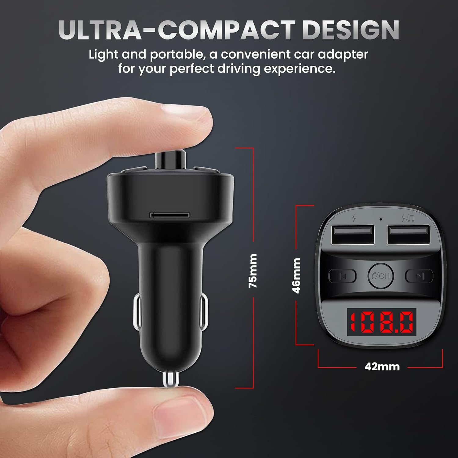 WeCool Smart T60 Bluetooth FM Transmitter for Music Streaming Hands