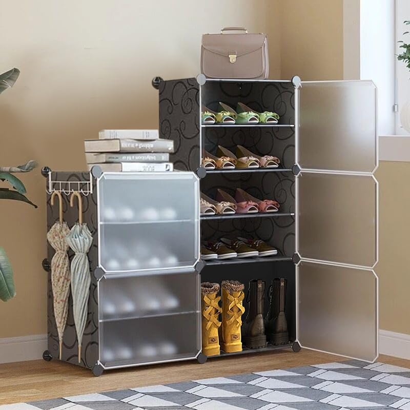 WeCool SR-B10 Upgraded Shoe Rack for Home Plastic with Doors, Portab